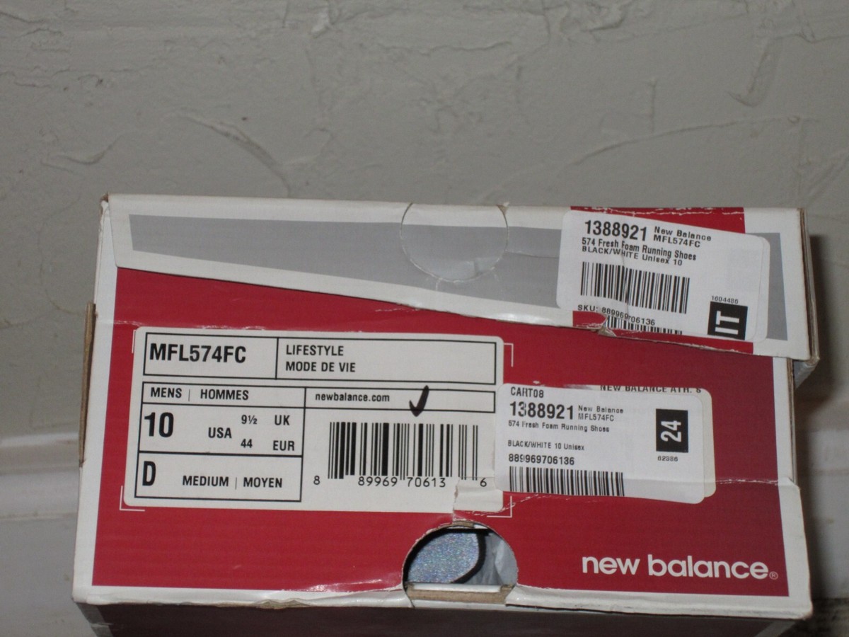とと New Balance MFL574FC 574 Fresh Foam Black Suede White Men's Size