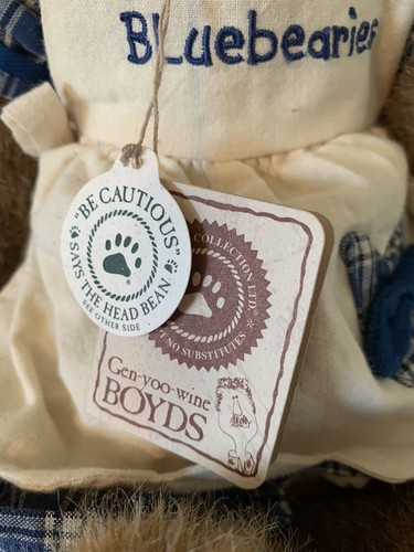 Boyds Bear Teddy Muffin B Bluebeary Plush Blue Plaid Dress Blueberry Girl 14 in - Picture 5 of 15