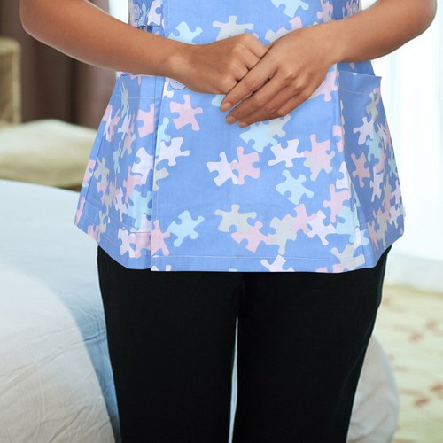 Floral Nurse Uniform Women Short Sleeve Hairdressing Clothes Woman - Picture 9 of 12
