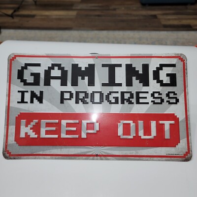 Gaming In Progress Keep Out Tin Sign Wall Decor 12'' X 7'' Open Road Hobby Lobby 