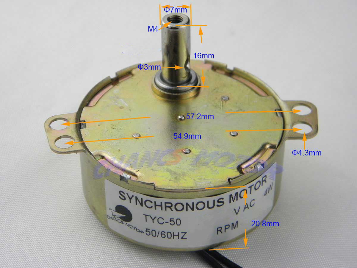 PMSM Motor Synchronous Motor TYC-50 AC 12V 2.5-3RPM CW//CCW 4W For Christmas Tree
