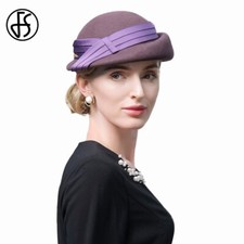 Purple Wool Beret Hats For Women Pillbox Fascinator Cocktail Wedding Party Hat