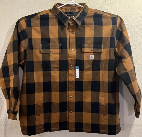 Carrhart Mens Shirt Jacket 4XL Relaxed Fit Flannel Sherpa Lined Long Sleeves NEW - Picture 2 of 10