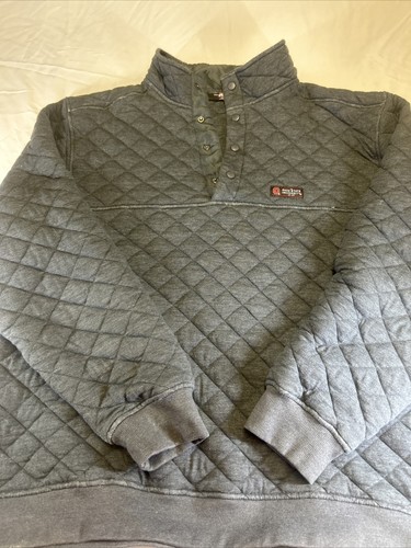 Scarlet & Gray Pullover Mens XXL Gray Ohio State Quilted 1/4 Button Up