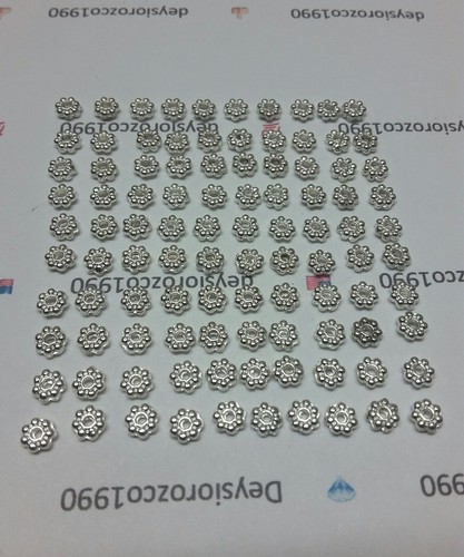 100 pz perline fiori margherita argento tibetano 5 mm x 2 mm gioielli risultati - Foto 3 di 5