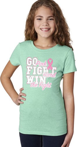 Girls Breast Cancer Awareness Go Fight T-Shirt - Picture 9 of 15