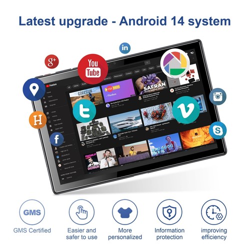 2025 10.1 inch Tablet Android 14 Tablets 6GB RAM 64GB ROM Dual Camera Bluetooth - Picture 5 of 14