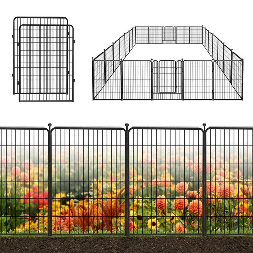 SQIREP 40"H Decorative Garden Metal Fence Animal Barrier No Dig Fencing Outdoor - Picture 13 of 52