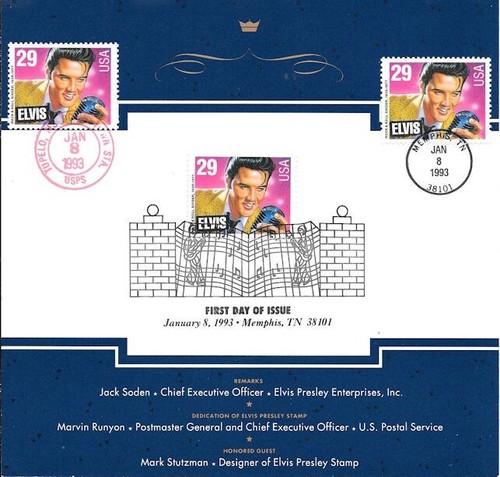 #2721 USPS FD Program 29c Elvis Presley Stamp with 3 Cancels - Picture 1 of 2