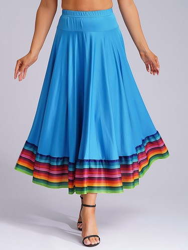Womens Long Full Circle Folklorico Mexican Flamenco Performance Dance Skirts - Picture 36 of 173
