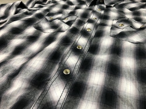 Vintage Wrangler Pearl Snap Shirt Western Plaid Button Up Mens S-M •see photos - Picture 9 of 19
