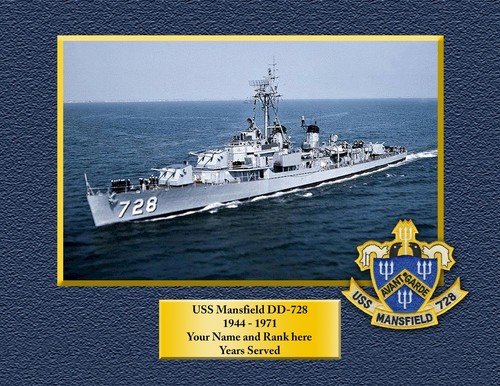 USS MANSFIELD DD728 Custom Personalized Print of US Navy Gift Idea - Picture 1 of 12