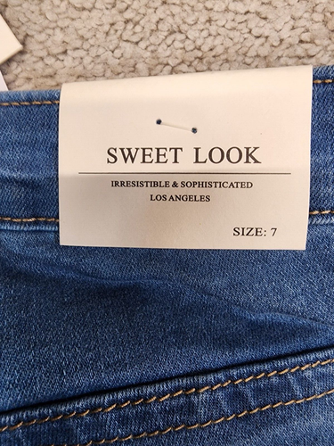 Sweet Look Skinny Biker Jeans Medium Wash Distressed Stretch Tapered Sz 7 - Picture 12 of 13