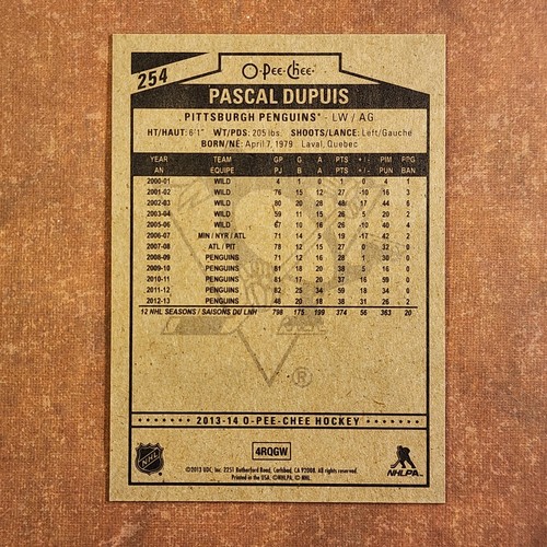 3-05-30 PWE . 2013-14 opc o-pee-chee RED #254 pascal dupuis - Picture 2 of 2