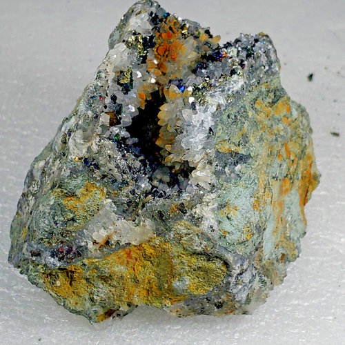 Calcopirite Cristallo Geode Sfalarite a Grappolo Grezzo Superiore 317Gr,Esemplare Minerale - Foto 8 di 11