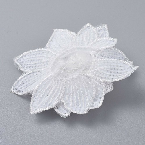 2 Stück Spitzenbesatz Pailletten Strass schwarz weiß rund Blume mit silber - Bild 7 von 11