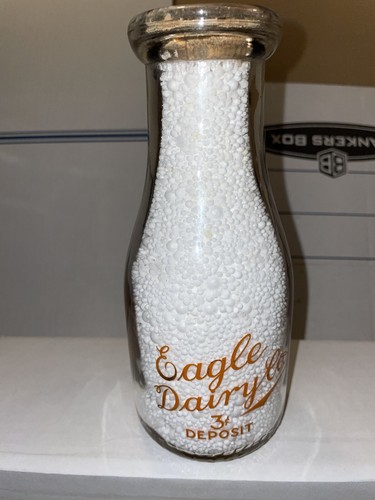 Eagle dairy Pyro Pint Milk Bottle Detroit Michigan