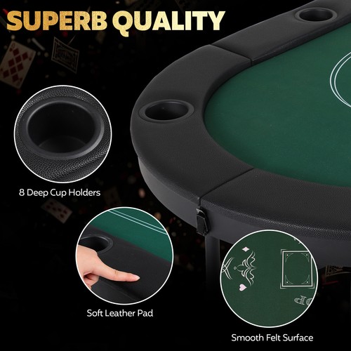 72 Inch Poker Table Foldable, 8 Player Folding Poker Table, Texas Poker Table - Picture 2 of 7