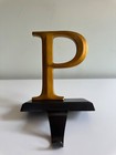 Pottery Barn Christmas Stocking Holder Initial Letter P Gold Hook Hanger Replace