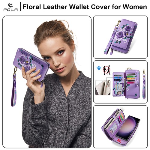 Large Capacity Wallet Handbag Removable Phone Cover For Samsung S22 S23 S24 Case - Picture 72 of 84