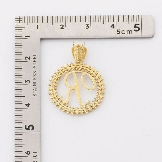 14K Yellow Gold Letter R Pendant Gem