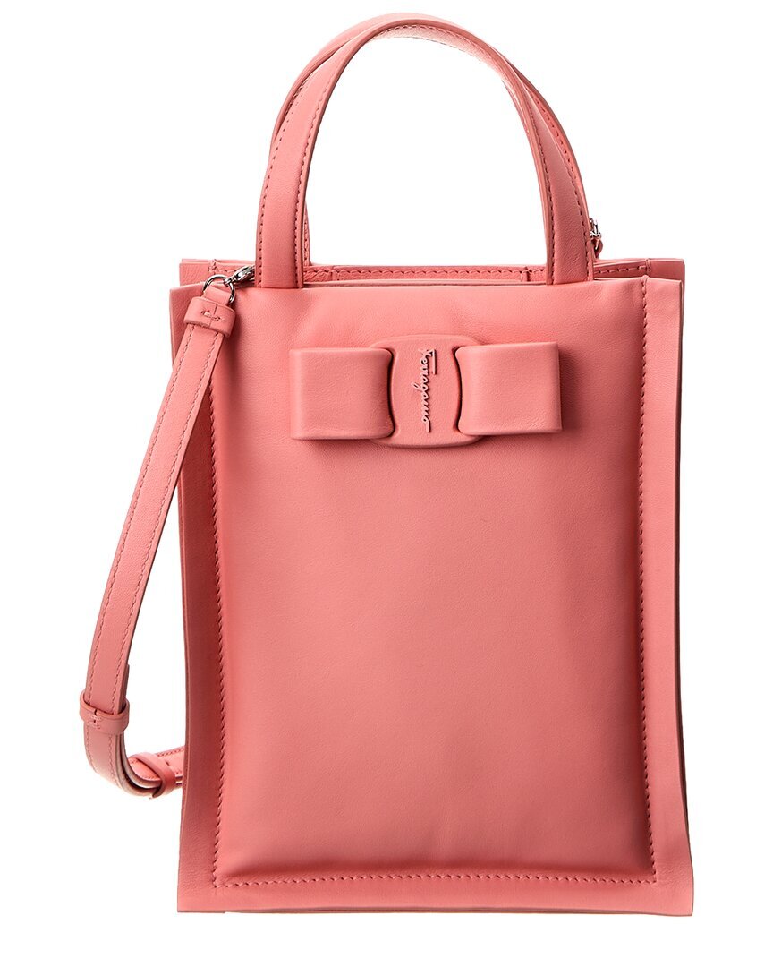 Женская мини-сумка из кожи с бантом Ferragamo Viva розового цвета