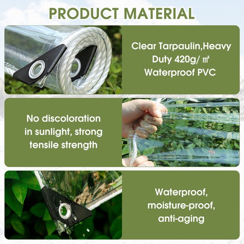 Klare Plane Terrasse Gehäuse Schwerlast Wasserdicht PVC Vorhänge mit Reißverschluss - Bild 5 von 20