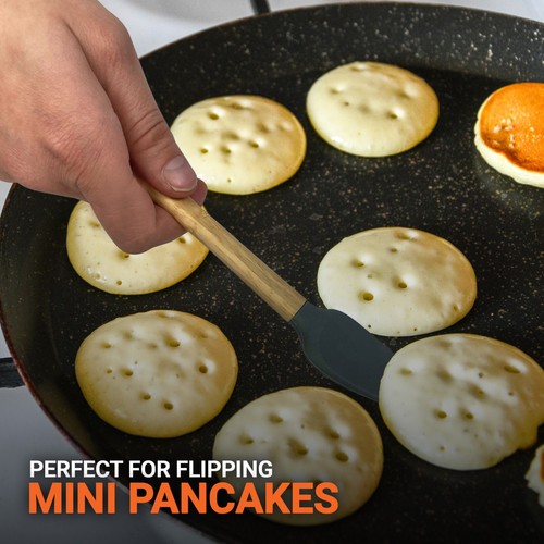 Spatula Cooking Utensils Silicone Mini Wood Handle Heat Resistant Nonstick - Picture 7 of 7