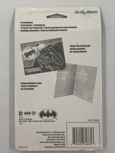 (2) "Heroes Wanted" Batman (8) Birthday Invitations and Thank you Cards - Picture 3 of 4