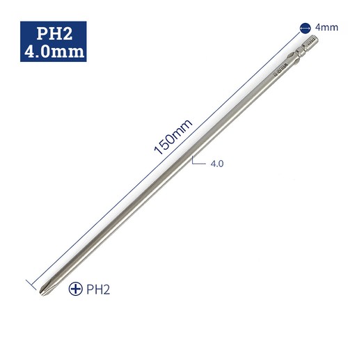 Magnetic PH0 PH1 PH2 Phillips Screwdriver Bit Long Impact Driver Drill 4mm Shank - Picture 31 of 39