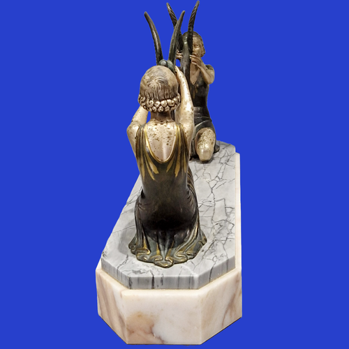 sculpture femmes oiseaux paradis fonte d'Art polychrome style chiparus art déco - Foto 16 di 20