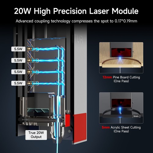 ORTUR 80W Laser Module LU3-20A 20000mm/min Laser Head for ORTUR Laser Masters - Picture 4 of 12