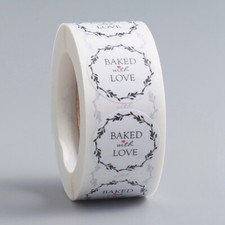 Baked with Love Sticker Labels 500 each per roll Great for Orders Crafts Fun