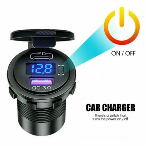 Adattatore caricatore auto doppio 12V-24V USB tipo C PD + QC 3.0 2 porte presa sigarette - Foto 9 di 11