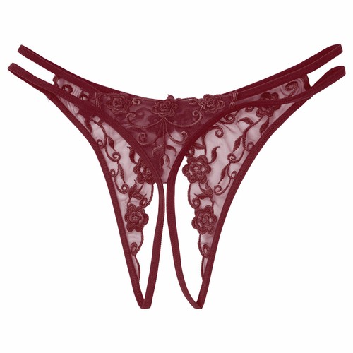 Women's Lace Briefs See Through G-string with Pearls Bowknot Fuzzy Tail Lingerie - Picture 71 of 123