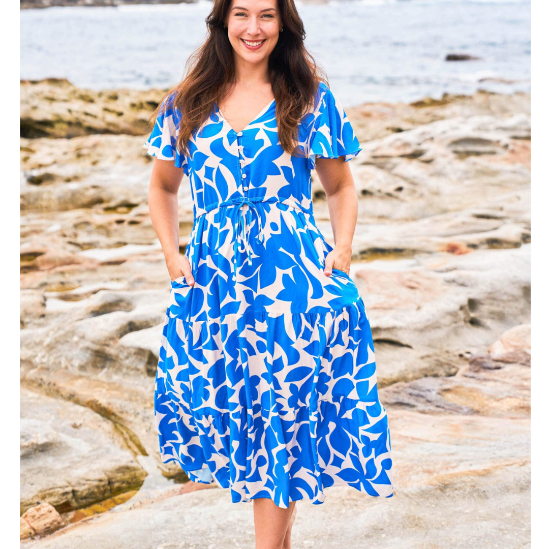 BOHO AUSTRALIA GLORIA MIDI DRESS - BLUE PRINT- 1 x S LEFT | eBay