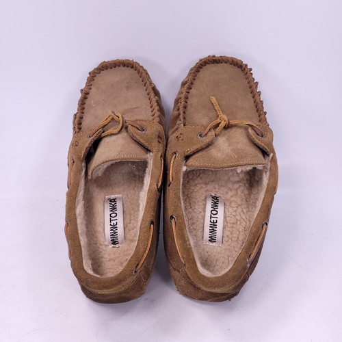 Minnetonka Comfort Slip On Slide Moccasin Slipper Mens Size 9 Brown - Picture 4 of 8
