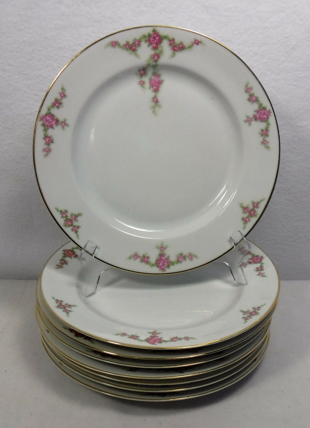 HEINRICH & Co. china ROSALINDA pattern Set of 8 Dinner Plates - 9 3/4