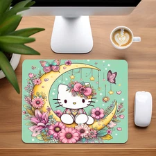 Hello Kitty Cresent Moon Custom Non-Slip Neoprene Mouse Pad Home Office