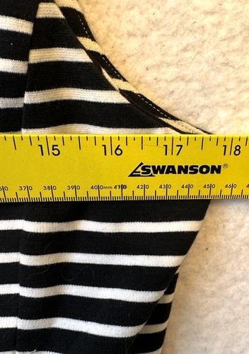 J. Crew Dress Sz Med Striped Pleated Sleeveless Ponte Black White - Picture 7 of 8