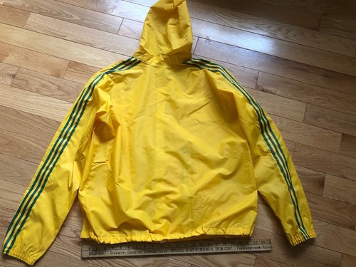Vintage Adidas Rain Jacket Windbreaker Yellow Trefoil Full Zip with Zip Pocket M - Picture 14 of 14