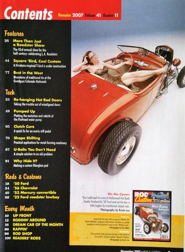 Rod & Custom Nov 2007 - 1956 Chevrolet - 1932 Ford Roadster - 1932 Mercury Conv - Picture 2 of 2
