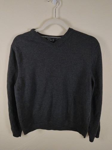 Structure 100% Merino Wool Men's L V-neck Sweater Grey