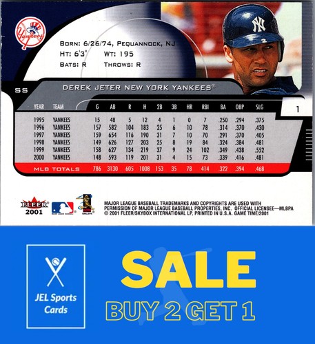2001 Fleer Game Time #1 Derek Jeter - Picture 2 of 2