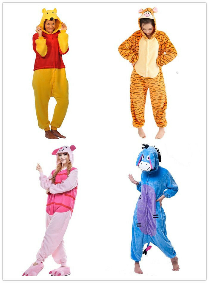 Winnie the Pooh Piglet Tigger Eeyore Onesie Kigurumi Party Costume