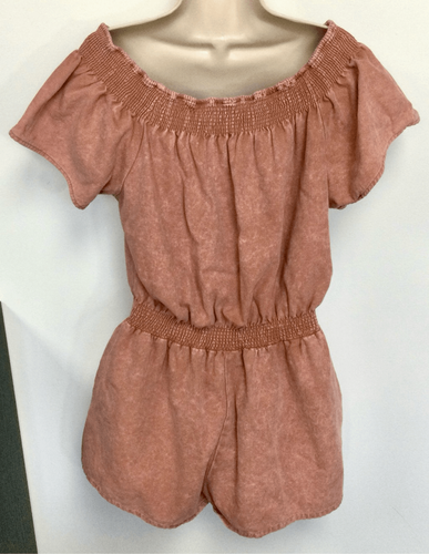 Easel Women's Marron Off The Shoulder Elastic Waist Romper Shorts Size Large - Picture 2 of 10