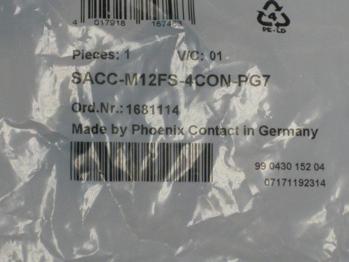 qty. 2 1681114 NEW Phoenix cable connectors 4pin female M12 SACC-M12FS-4CON-PG7 - Picture 2 of 3