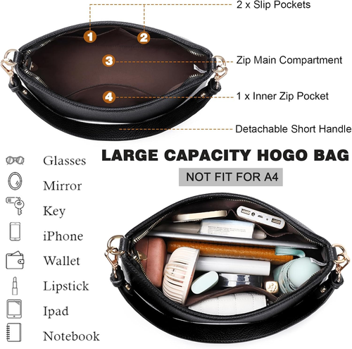 Hobo Bag for Women, PU Leather Crossbody Purse Travel Shoulder Satchel Bags L... - Picture 3 of 7