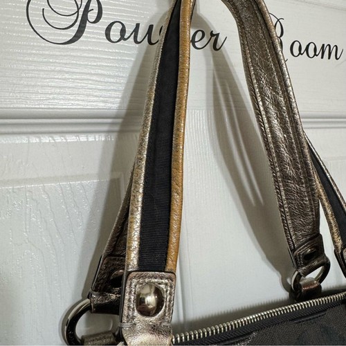 Coach Poppy Op Art Glam schwarz silber Signatur Canvas Beuteltasche Tragetasche Handtasche 15865 - Bild 5 von 10