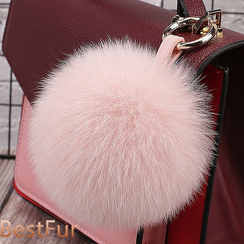 Bolso llavero pompón bola de piel zorro real de 15 cm/6" bolso de mano colgante teléfono coche - Imagen 16 de 29